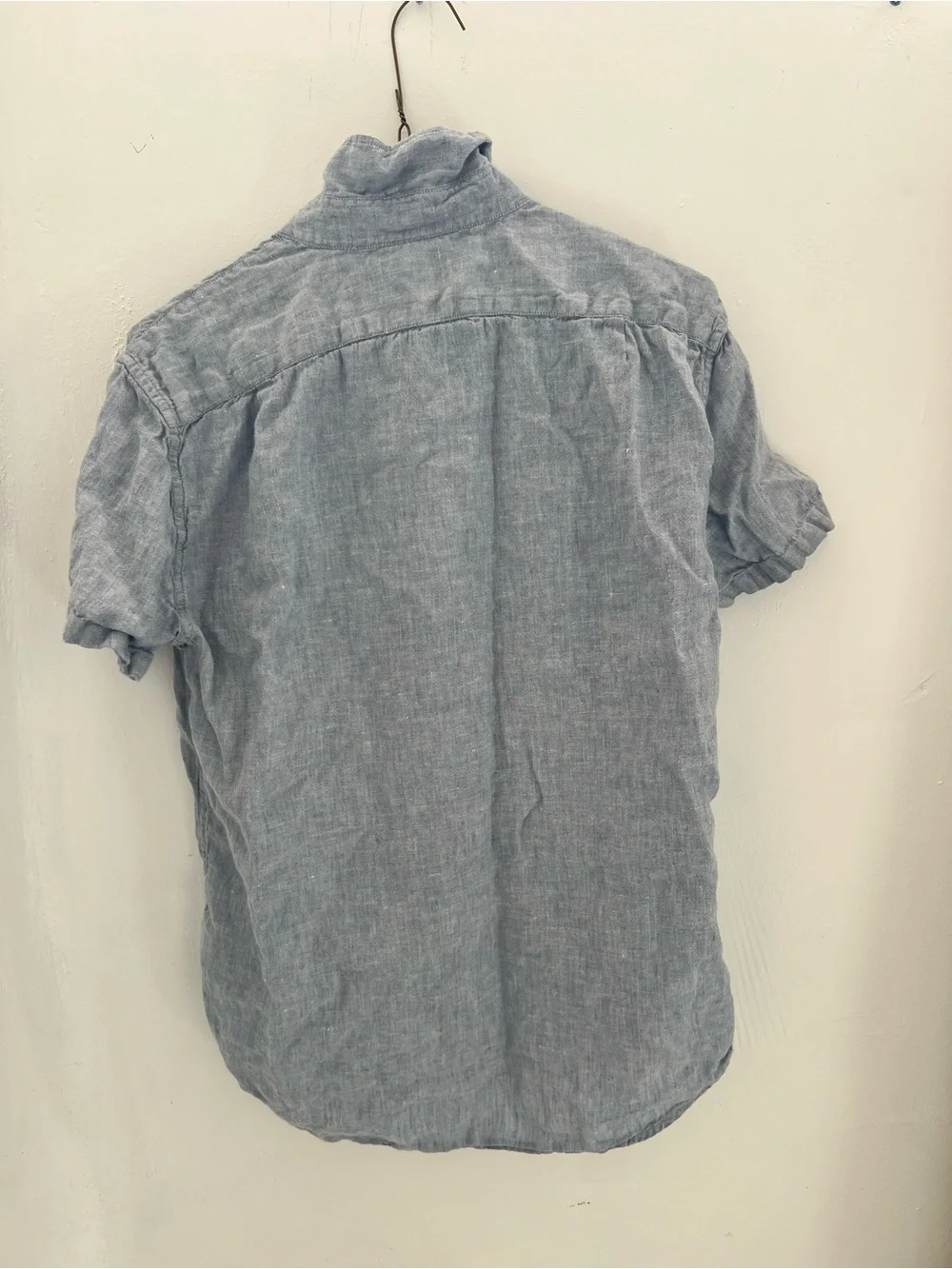J. Crew Short-Sleeve Button-Down Shirt in Light Blue Linen